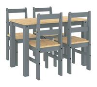 Panama 5-Piece Dining Set Grey Solid Pine Dining Table Set Scandinavian Modern Compact for Kitchen Dining Room Country House Style Rustic