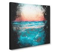 Panama City Beach in Florida Paint Splash Modern Canvas Wall Art Print Ready to Hang, Framed Picture for Living Room Bedroom Home Office Décor, 14x14 Inch (35x35 cm)