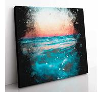 Panama City Beach in Florida Paint Splash Modern Canvas Wall Art Print Ready to Hang, Framed Picture for Living Room Bedroom Home Office Décor, 50x50 cm (20x20 Inch)