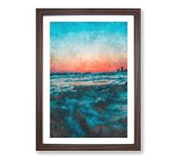 Panama City Beach in Florida Painting Framed Print | A2 Walnut Framed Wall Art | Ready to Hang | Modern Cityscape Picture | Living Room Bedroom Lounge Office