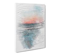 Panama City Beach In Florida Sketch Modern Canvas Wall Art Print Ready to Hang, Framed Picture for Living Room Bedroom Home Office Décor, 24x16 Inch (60x40 cm)