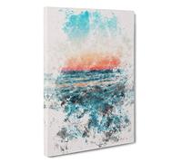 Panama City Beach in Florida Watercolour Canvas Print | Gallery Wrapped 30mm Frame Wall Art | 30x20 inches | Ready to Hang | Modern Seascape Picture | Living Room Bedroom Lounge Office