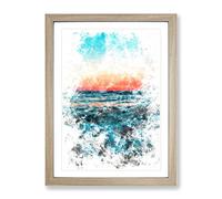 Panama City Beach In Florida Watercolour Modern Framed Wall Art Print, Ready to Hang Picture for Living Room Bedroom Home Office Décor, Oak A4 (34 x 25 cm)