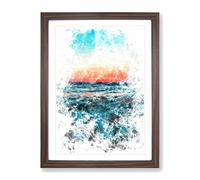 Panama City Beach In Florida Watercolour Modern Framed Wall Art Print, Ready to Hang Picture for Living Room Bedroom Home Office Décor, Walnut A2 (64 x 46 cm)