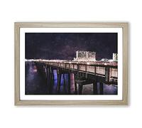 Panama City Beach Pier Painting Framed Print | A2 Oak Framed Wall Art | Ready to Hang | Modern Cityscape Picture | Living Room Bedroom Lounge Office