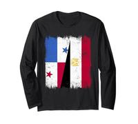 Panama Egypt Half Flag Panamanian Egyptian Heritage Long Sleeve T-Shirt