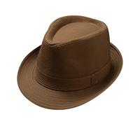 Panama Fedora Hats for Men Women Trilby Teardrop Fedora Hat Unisex Travel Water Resistant Packable Short Brim Roll Up Beach Hat Coffee