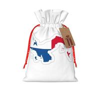 Panama Flag Map Print Holiday Burlap Gift Bag With Drawstring, Small Party Favor Pouches For Christmas Gifting-S Size