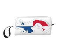 Panama Flag Map print Travel Toiletry Pouch, Pencil Bag Canvas Makeup Bag, Multi-Purpose Cosmetic Bag with Zipper, White, One Size