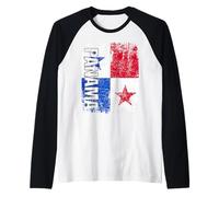 Panama Flag Vintage Distressed Panama Raglan Baseball Tee
