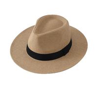 Panama Hat for Men Summer Hats for Women Adjustable Summer Panama Fedora Wide Brim UPF 80+ Packable Straw Beach Hat for Holiday Travel Outdoor