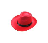 Panama Hat for Men Women Classic Wide Brim Fedora Hat Short Brim Bowler Hats Solid Color Jazz Cap Sun Visor Cap Vintage Casual Hats Felt Church Derby Caps for with Formal Wear Red