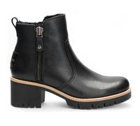 Panama Jack Trav B2 - Women's Black Side Zipped Leather Ankle Boots - UK 9