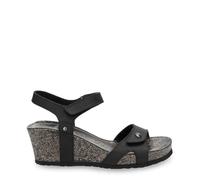 Panama Jack Women's Julia B1 Black Wedge Leather Ankle Sandals