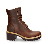 Panama Jack Women's Padma B13 Bark Brown Waterproof Leather Heeled Combat Boots