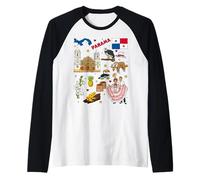 Panama Map Souvenir, Tropical Culture & Travel Art Design Raglan Baseball Tee