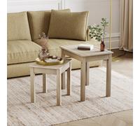 Panama Nest of Tables (Set of 2) - Solid Pine, Oak Finish, Space-Saving Design | Code 333329