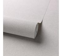 Grandeco Panama Plain Textured Linen Fabric Wallpaper 10m x 53cm Light Grey, Grey