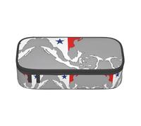 Panama Topographic Flag Map Print Pencil Case Bag Big Capacity Pen Pouch, Aesthetic Stationery Organizer With Zipper