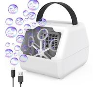 Panamalar Bubble Machine, Professional Automatic Bubble Maker for Kids with Double Wands/400ml Big Tank, 10000+ Bubbles/Min Portable Bubble Blower for Party Wedding Outdoor, USB/Battery Powered-White