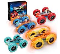 PANAMALAR Pull Back Cars, 4PCS Double-side Inertia Toy Cars for Kids Age 2+, 360 Flip Stunt Push and Go Friction Powered Vehicles Car Monster Truck Toys Birthday Gift