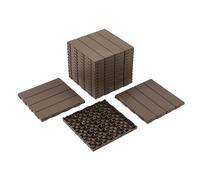 Panana 10 Pcs Composite Decking Tiles, Plastic Decking Boards, Interlocking Flooring Tiles for Indoor Outdoor Garden Patio Balcony, Squares 30 x 30cm Coffee Brown