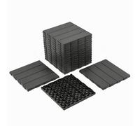 Panana 10 Pcs Composite Decking Tiles, Plastic Decking Boards, Interlocking Flooring Tiles for Indoor Outdoor Garden Patio Balcony, Squares 30 x 30cm Anthracite