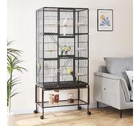 Panana 175cm Large Bird Cages Parrot Cage Wide Flight Metal Animal Cage for Budgie Parakeet Conure With Rolling Stand Wheels (Black)