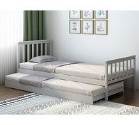 Panana 2 in 1 Single Bed Frame, 3FT Solid Wooden Bed Bedroom Furniture For Adults, Kids Teenagers (Grey)