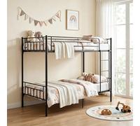 Panana 2 x 3FT Single Metal Bunk Bed 2 Persons Bed Frame Children Twins Bedroom Furniture (Black)