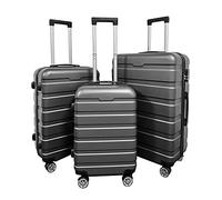 Panana 20/24/28" Modern Design Hard Shell Cabin ABS Suitcase 4 Wheel Luggage Trolley Case Lightweight (Silver-Grey, 3PCS (20"+24"+28"))