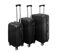 Panana 20/24/28" Modern Design Hard Shell Cabin ABS Suitcase 4 Wheel Luggage Trolley Case Lightweight (Style2-Black, 3PCS (20"+24"+28"))