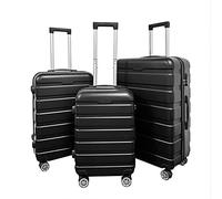 Panana 20/24/28" Modern Design Hard Shell Cabin ABS Suitcase 4 Wheel Luggage Trolley Case Lightweight (Black, 3PCS (20"+24"+28"))