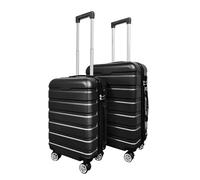 Panana 20/24/28" Modern Design Hard Shell Cabin ABS Suitcase 4 Wheel Luggage Trolley Case Lightweight (Black, 2PCS(20"+24"))