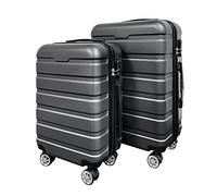 Panana 20/24/28" Modern Design Hard Shell Cabin ABS Suitcase 4 Wheel Luggage Trolley Case Lightweight (Silver-Grey, 2PCS(20"+24"))