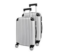 Panana 20/24" Modern Design Hard Shell Cabin ABS Suitcase 4 Wheel Luggage Trolley Case Lightweight (Style2-Silver, 2PCS(20"+24"))