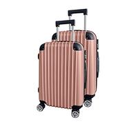 Panana 20/24" Modern Design Hard Shell Cabin ABS Suitcase 4 Wheel Luggage Trolley Case Lightweight (Style2-Rose Gold, 2PCS(20"+24"))