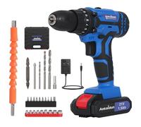 Panana 21V Cordless Drill, Electric Screwdriver Kit with 1500mAh Battery, 45Nm Combi Drill Driver Set, 25+1 Torque, 2 Speeds, LED Light, 25PCS Drill Bits, Carry Box for Home & DIY