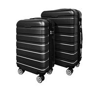 Panana 2PCS Luggage Set, 20inch+24inch,Lightweight Hard Shell Cabin Suitcase Set 4 Wheel Travel Luggage ABS Trolley Case (Model A, Black)