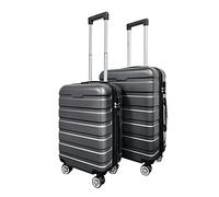 Panana 2PCS Luggage Set, 20inch+24inch,Lightweight Hard Shell Cabin Suitcase Set 4 Wheel Travel Luggage ABS Trolley Case (Model A, Silver-Grey)