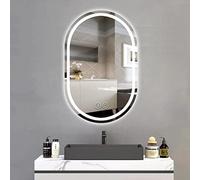 Panana 3 Colour Changing LED Light Illuminated Bathroom Mirror Wall Mounted with Demister Touch Sensor Switch,Oval 600mm x 800mm