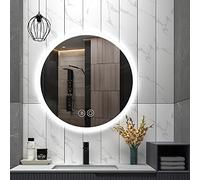 Panana 3 Colour Changing LED Light Illuminated Bathroom Mirror Wall Mounted with Demister Touch Sensor Switch,Round 600mm x 600mm