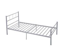 Panana 3FT Single Bed Metal Bed Frame Bedding Solid Bedstead Base for Children Kids Adults with Headboard and Footboard (Silver)