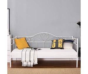 Panana 3ft Single Day Bed, White, Metal Frame, Twin Mattress Size, Modern Style, Easy Assembly, Guest Bed, Sofa, Sustainable Daybed