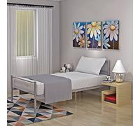 Panana 3FT Single Metal Bed Frame with 2 Headboard and Large Space Storage for Adults Kids Teenagers Silver