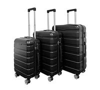 Panana 3PCS Black 20" 24" 28" Hard Shell Cabin ABS Suitcase 4 Wheel Luggage Trolley Case Set (Model A, Black)