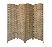 Panana 4 Panel Folding Room Divider Freestanding Screen Privacy Hand Made Wall Divider (Natural, 4 Panel)