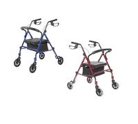 Panana 4 Wheels Lightweight Foldable Rollator Height Adjustable Including Basket Walker for Seniors Walking (Red Color)