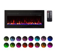 Panana 40-60" Electric Insert Fire, Recessed LED Fireplace 12 Flame Colors Effect Wall/Inset Mounted Fire, Black (60")