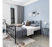 Panana 4FT6 Metal Bed Frame Modern Design Bed Frame Platform with Headboard and Footboard for Adults Teenagers Bedroom (Black)